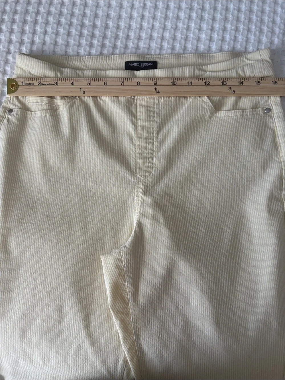 Mario Serrani Searsucker Preppy Pull on Cropped Straight-Leg Pants SZ L - Picture 4 of 7